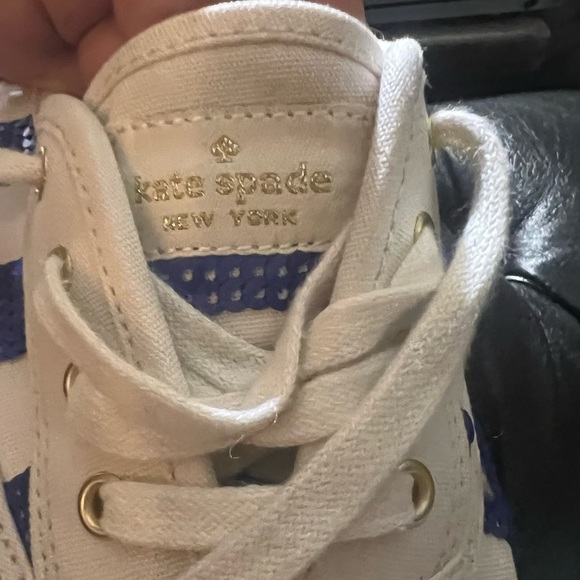 Keds x kate spade Collab Blue White Sequin Striped Lace Up Canvas Sneakers Sz 8 - Picture 9 of 10